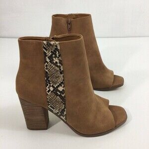 DV by Dolce Vita Collins Open Toe Bootie Brown Boots Shoes Womens Size 8.5